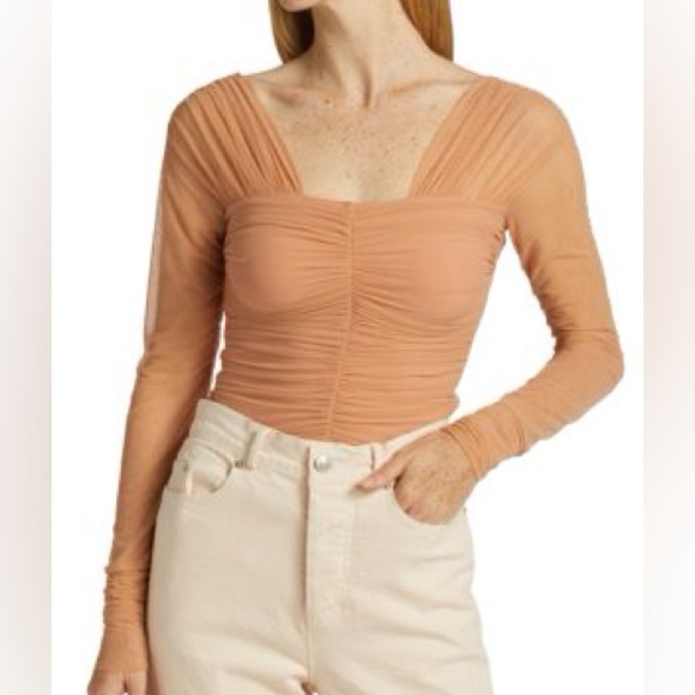ALC Tan Long Sleeve Ruched Top size S